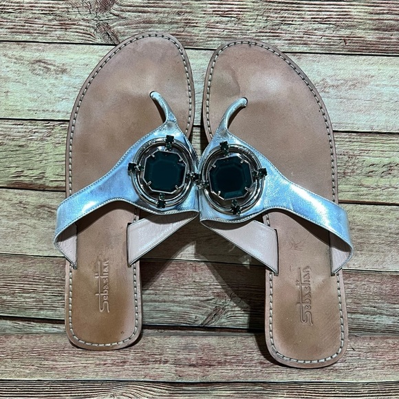 Sebastian Big Jeweled Thong Sandals - Picture 5 of 8
